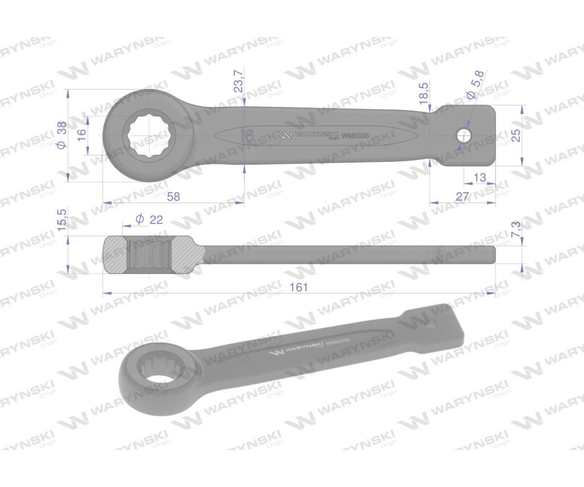 Klucz oczkowy do pobijania 16 mm Waryński