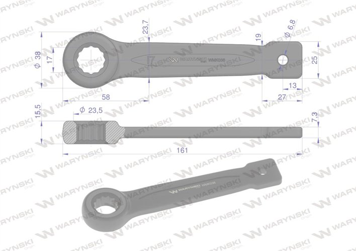 Klucz oczkowy do pobijania 17 mm Waryński