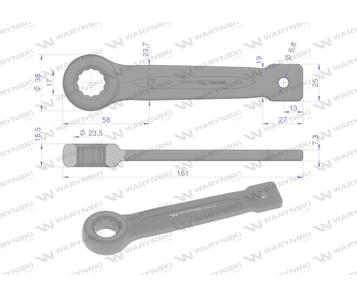 Klucz oczkowy do pobijania 17 mm Waryński