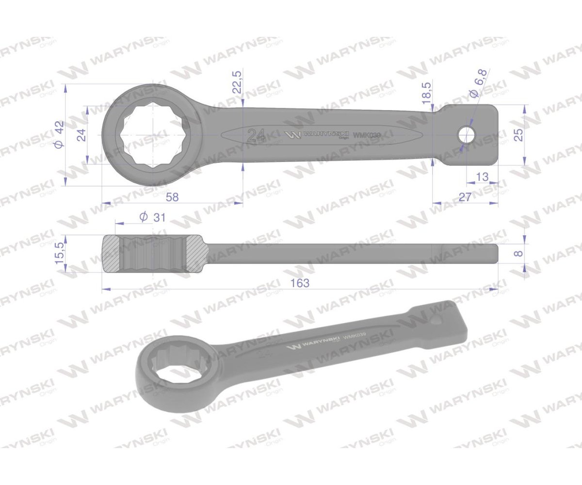 Klucz oczkowy do pobijania 24 mm Waryński