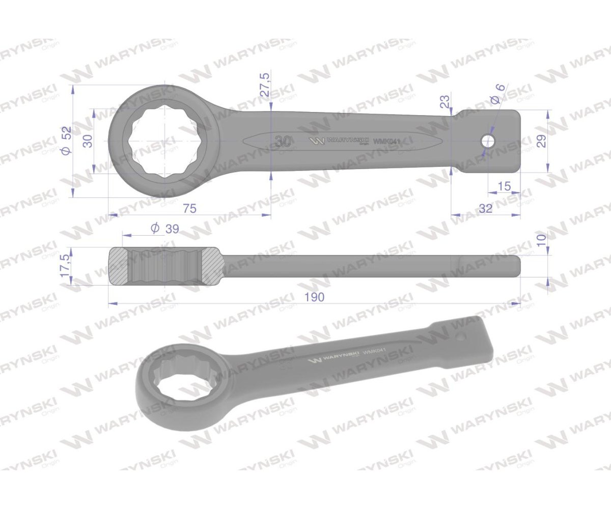 Klucz oczkowy do pobijania 30 mm Waryński
