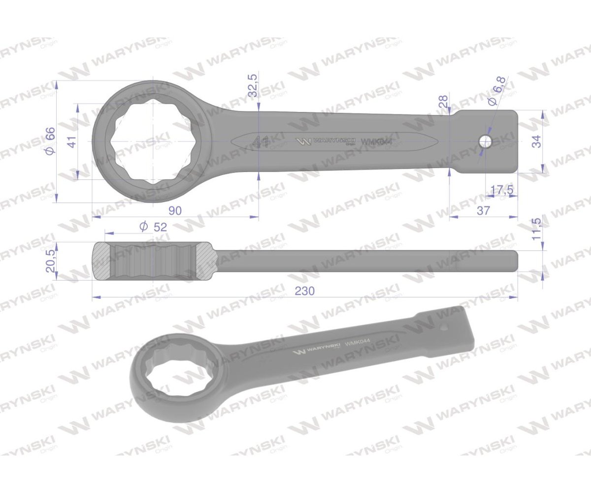 Klucz oczkowy do pobijania 41 mm Waryński