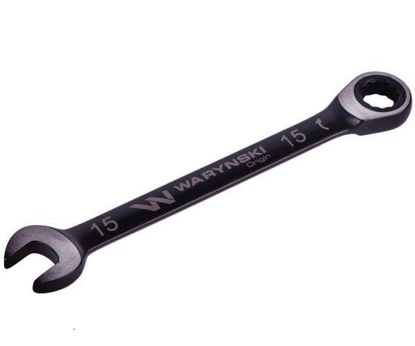 Klucz płasko-oczkowy 15 mm z grzechotką 72 zęby standard ASME B107-2010 Waryński