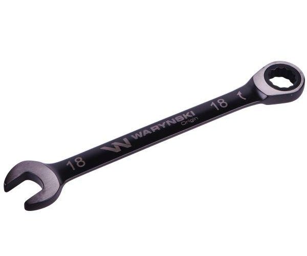Klucz płasko-oczkowy 18 mm z grzechotką 72 zęby standard ASME B107-2010 Waryński