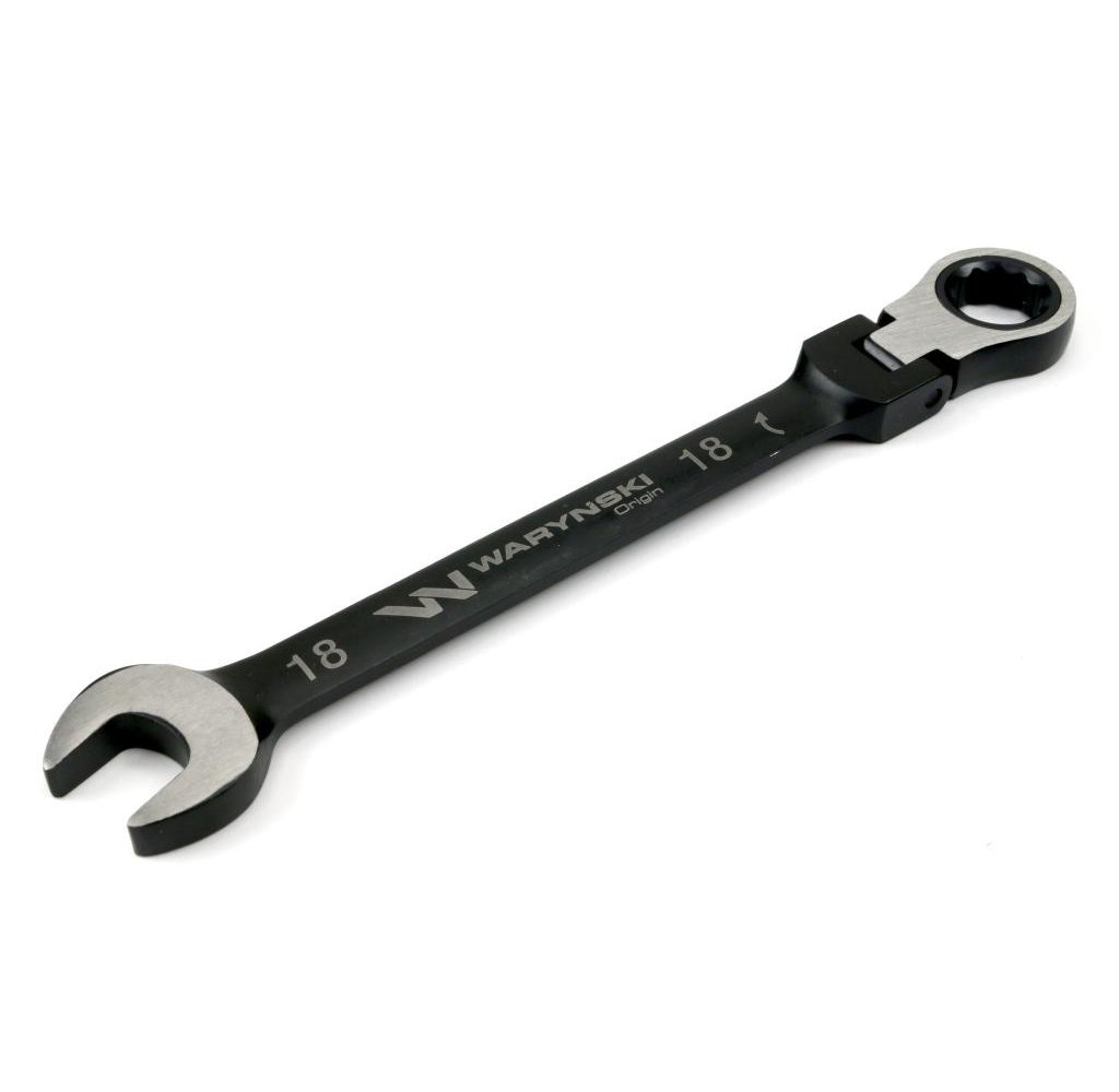 Klucz płasko-oczkowy 18 mm z grzechotką 72 zęby i przegubem Waryński