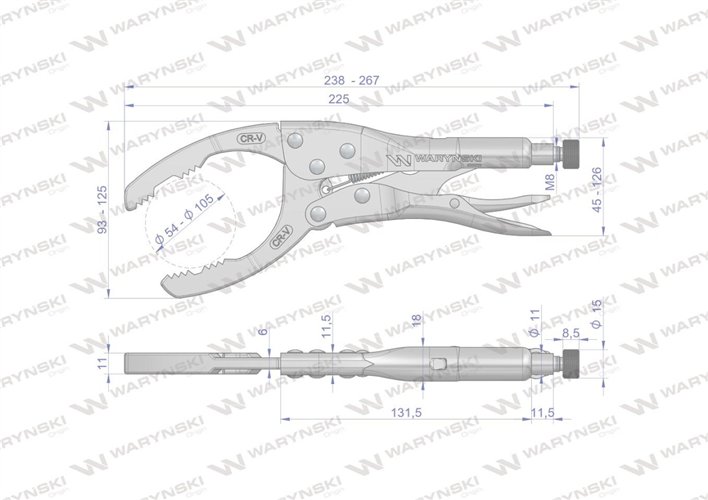 Szczypcoklucz do filtrów ze stali CrV Waryński