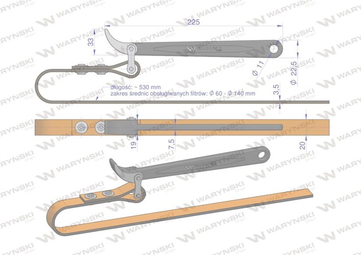 Klucz paskowy skóra do filtrów Waryński