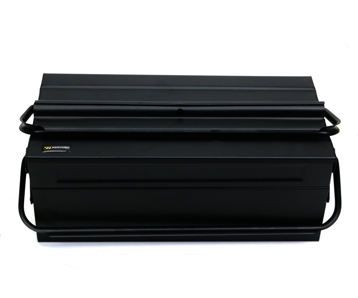 Zestaw narzędzi nasadek i kluczy w metalowej skrzynce Waryński