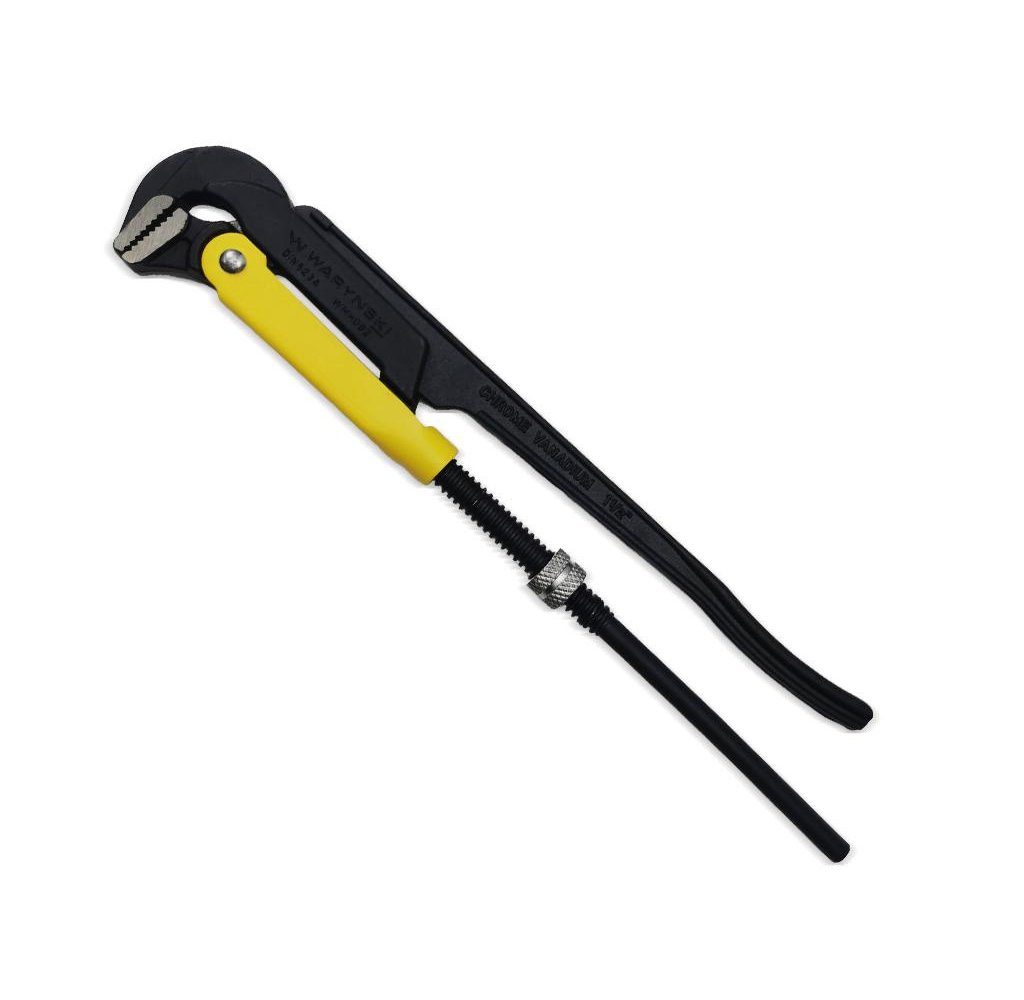 Szczypce nastawne szwedzkie do rur szczęki typ 90° o rozstawie max 55mm 1.5" długość 425mm Waryński