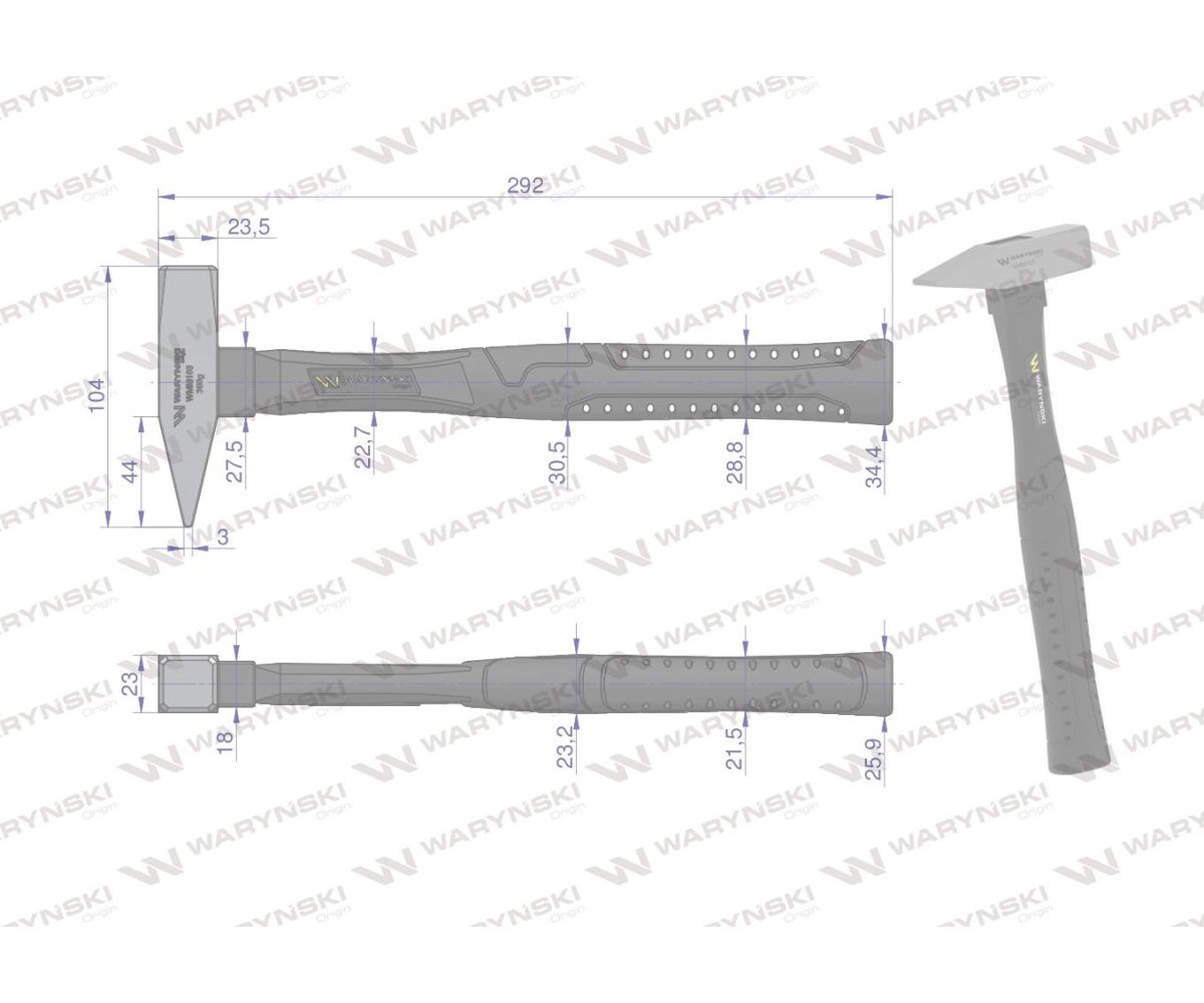 Młotek ślusarski 300g. Waryński