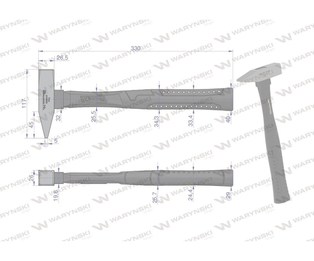 Młotek ślusarski 500g. Waryński