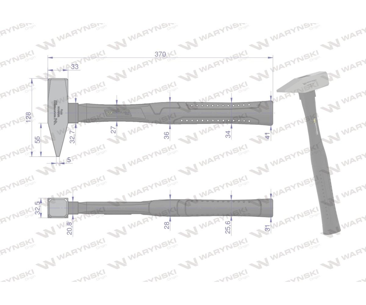 Młotek ślusarski 800g. Waryński