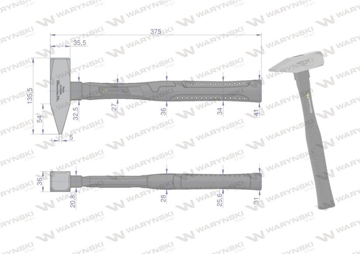 Młotek ślusarski 1000g. Waryński