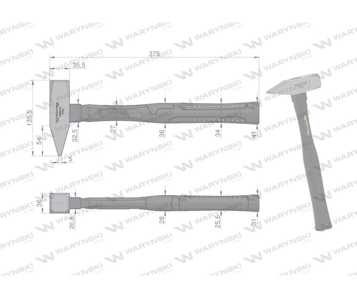 Młotek ślusarski 1000g. Waryński