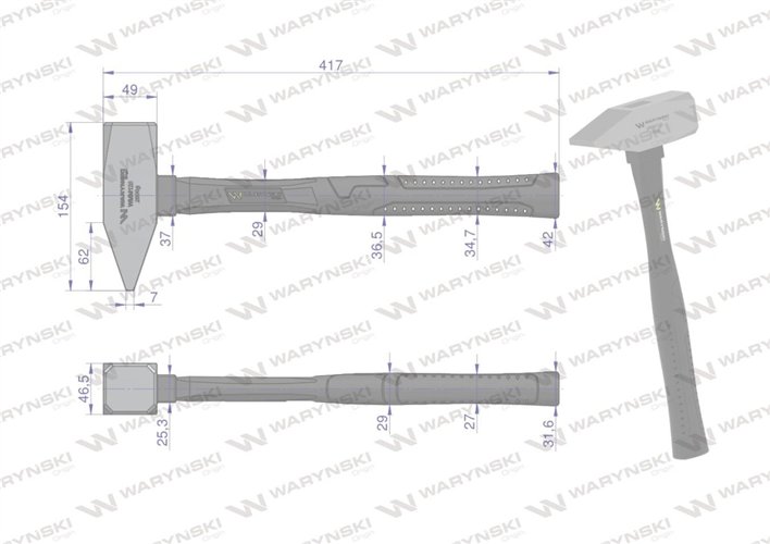 Młotek ślusarski 2000g. Waryński