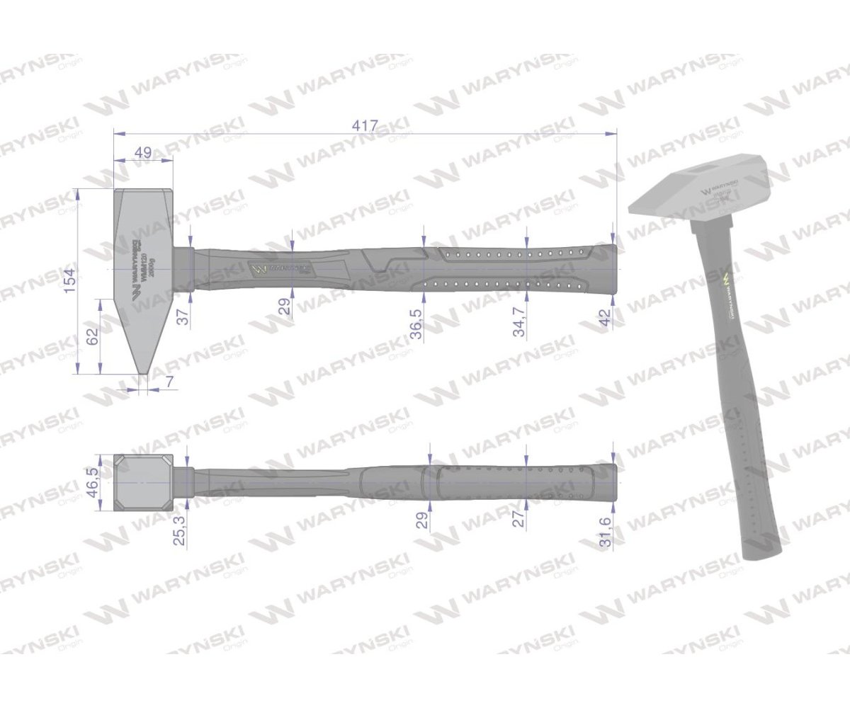 Młotek ślusarski 2000g. Waryński