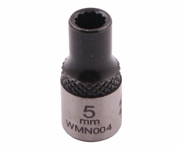 Nasadka dwunastokątna 1/4". 5 mm. CrV50BV30. DIN 3124. Waryński
