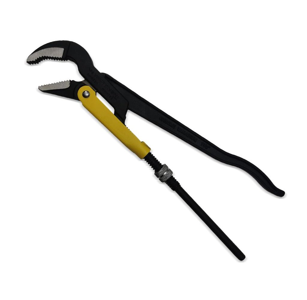 Szczypce nastawne szwedzkie do rur szczęki typ 45° o rozstawie max 55mm długość 420mm Waryński