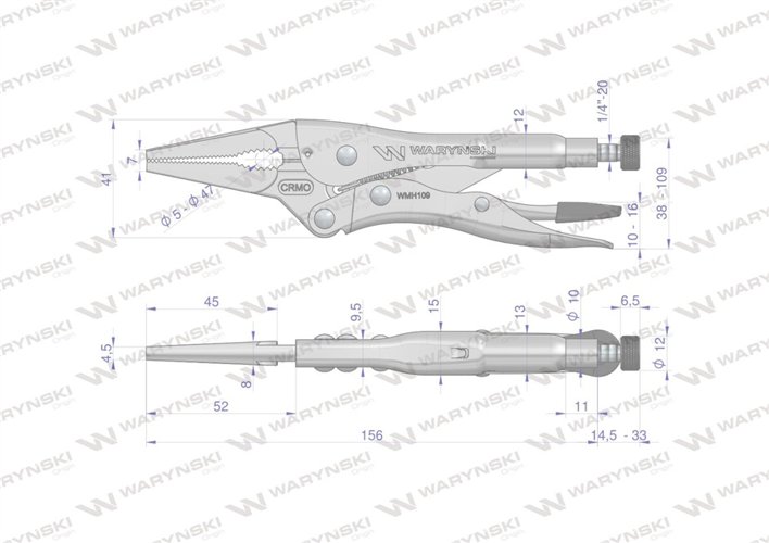 Szczypce zaciskowe Morsa z e stali CrMo 6" wydłużone szczęki Waryński