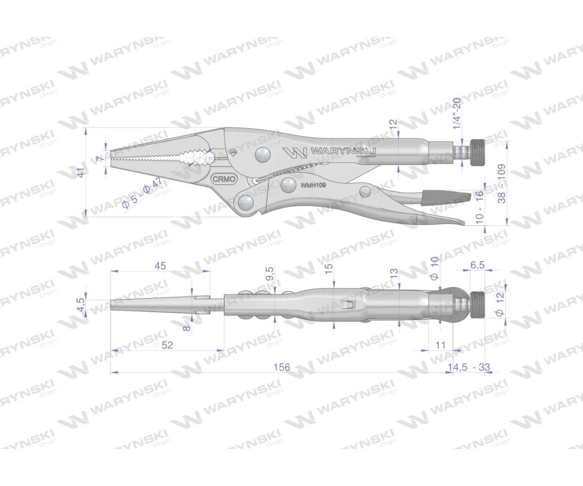 Szczypce zaciskowe Morsa z e stali CrMo 6" wydłużone szczęki Waryński