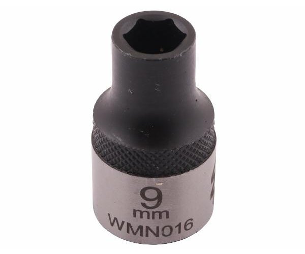 Nasadka sześciokątna 1/2". 9 mm. CrV50BV30. DIN 3124. Waryński