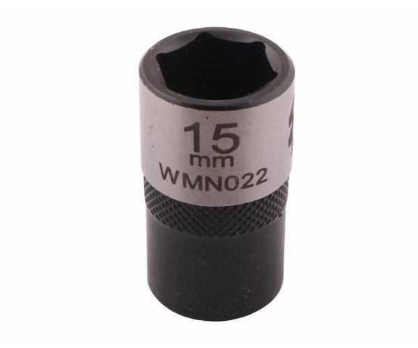 Nasadka sześciokątna 1/2". 15 mm. CrV50BV30. DIN 3124. Waryński