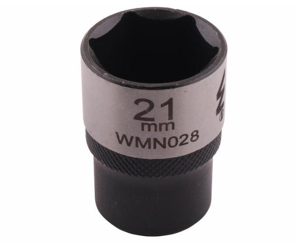 Nasadka sześciokątna 1/2". 21 mm. CrV50BV30. DIN 3124. Waryński