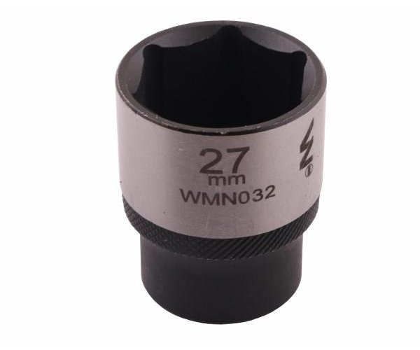 Nasadka sześciokątna 1/2". 27 mm. CrV50BV30. DIN 3124. Waryński