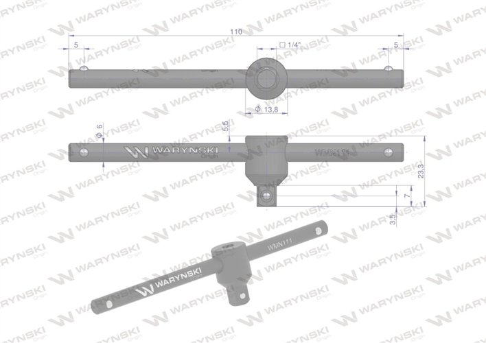 Pokrętło typu T. 1/4. do nasadek i końcówek wkrętakowych, Waryński