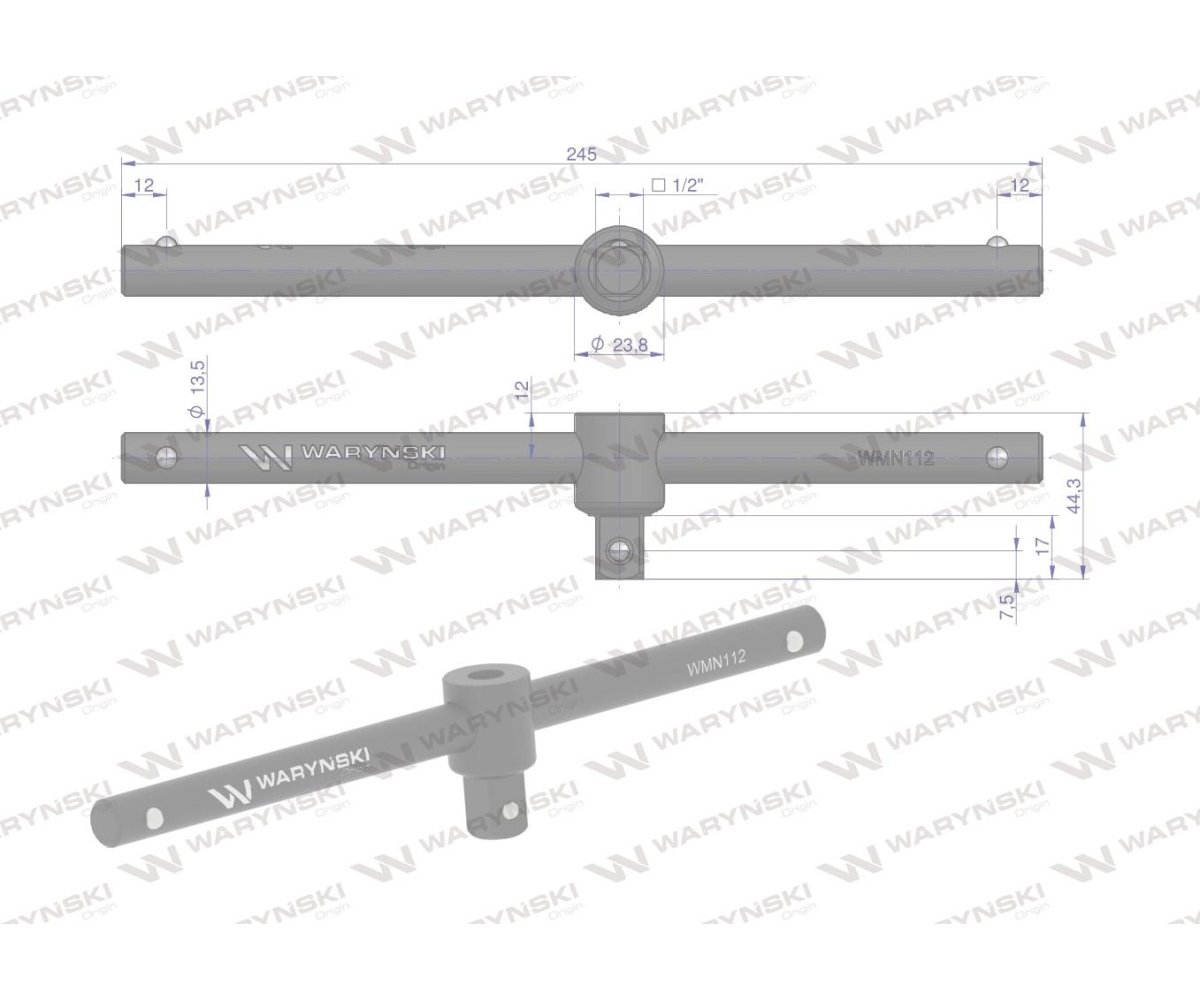 Pokrętło typu T. 1/2. do nasadek i końcówek wkrętakowych, Waryński
