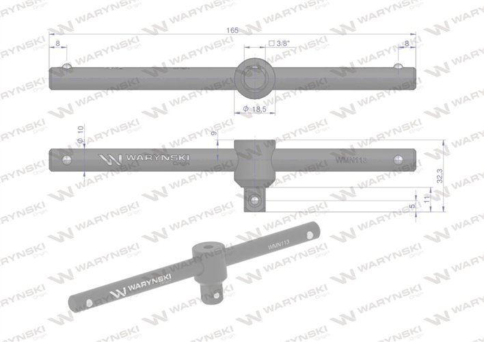 Pokrętło typu T. 3/8. do nasadek i końcówek wkrętakowych, Waryński