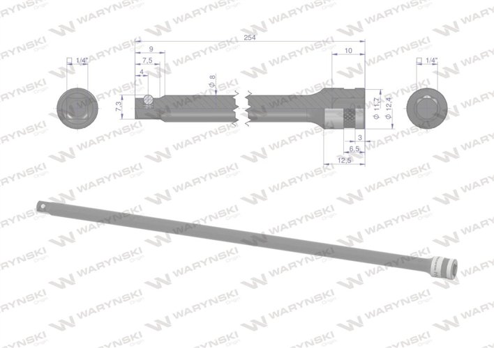 Przedłużka 1/4". 250 mm, Waryński