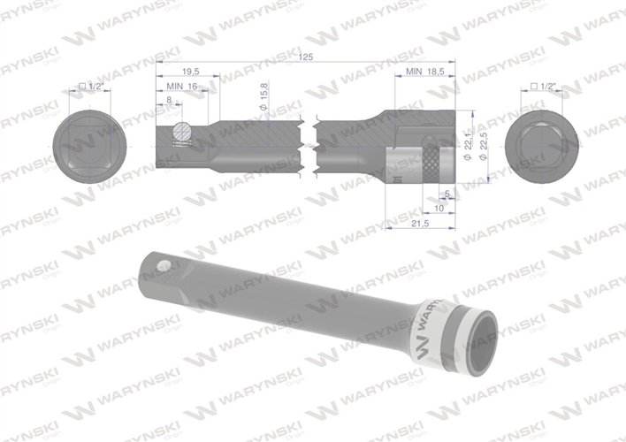 Przedłużka 1/2". 125mm, Waryński