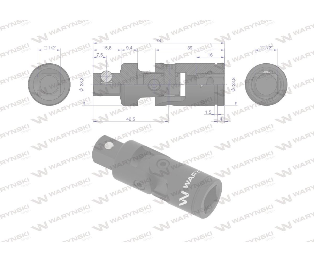 Przegub uniwersalny 1/2", Waryński