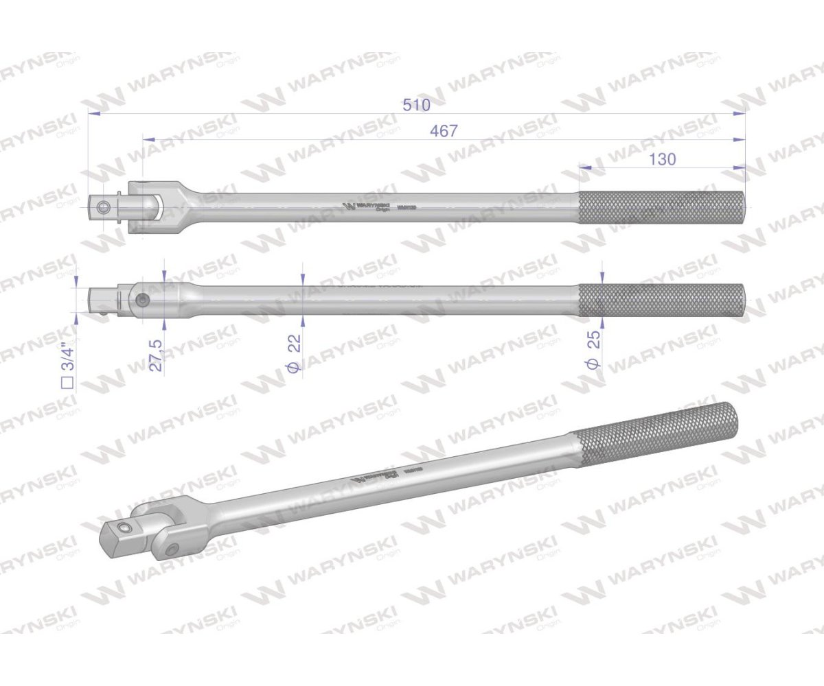Rękojeść przegubowa 3/4 CrV Waryński 480mm