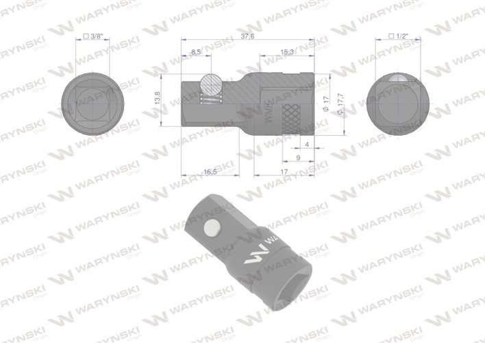 Redukcja 3/8" -1/2". 35mm, Waryński