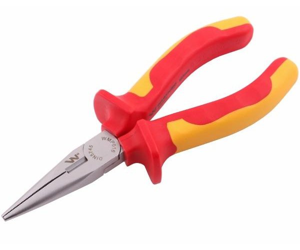 Szczypce izolowane, wydłużone proste 160 mm. VDE. Waryński