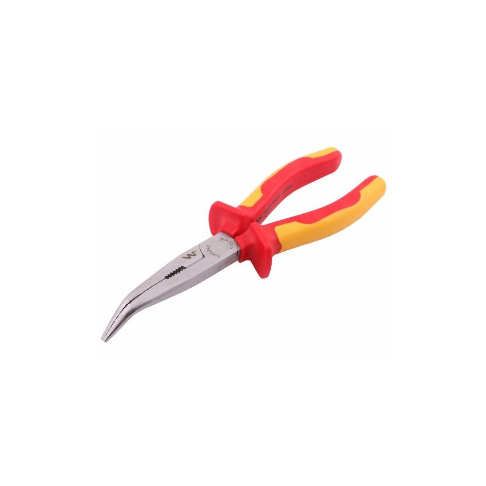 Szczypce izolowane, wydłużone wygięte 200 mm. VDE. Waryński