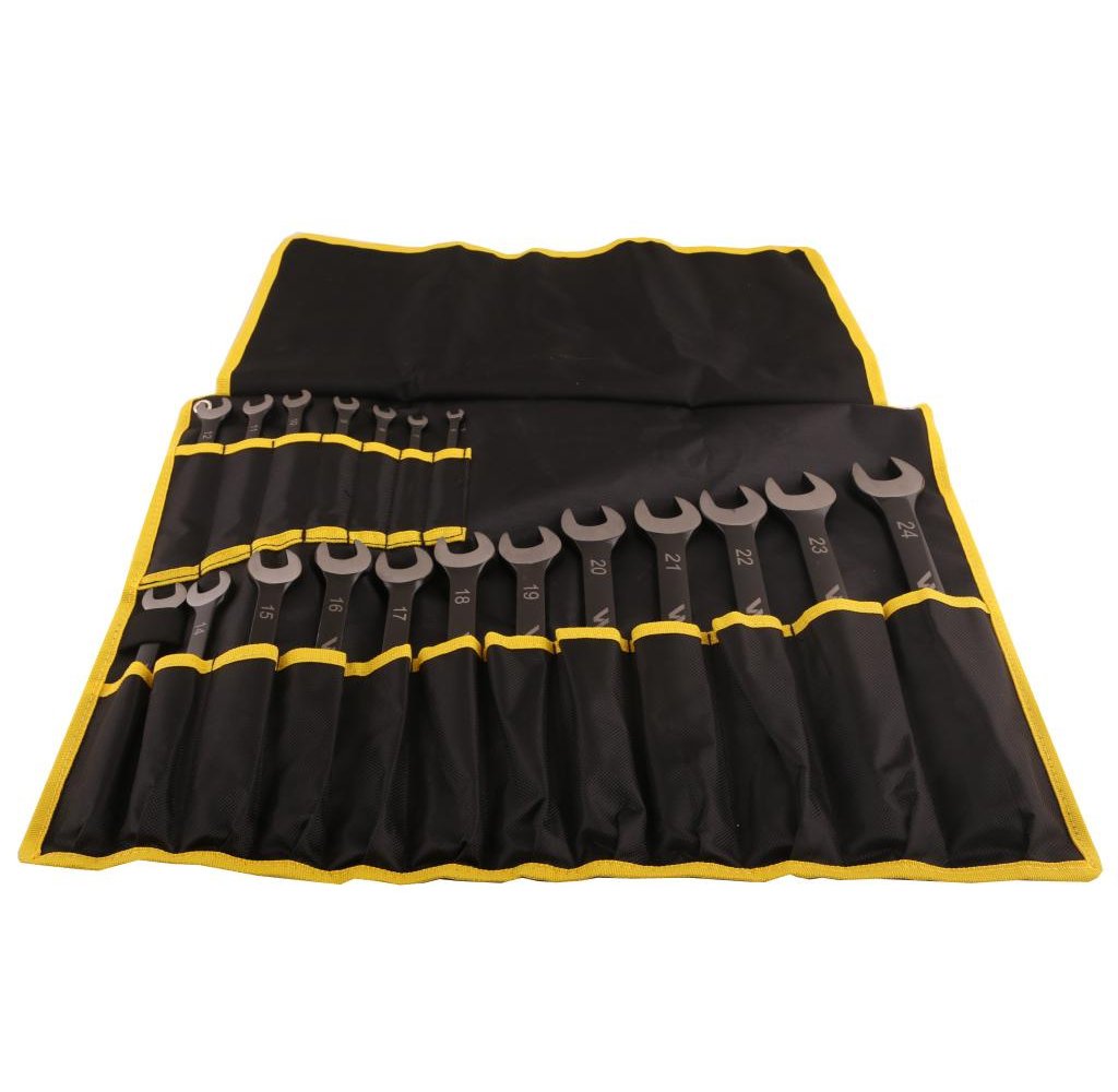 Zestaw kluczy płaskooczkowych w pokrowcu 19 szt rozmiary 6-24 w standardzie ASME B107-2010 Waryński