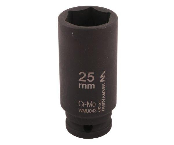 Nasadka udarowa sześciokątna długa 1/2" 25 mm. CrMo. DIN 3129. Waryński