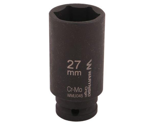 Nasadka udarowa sześciokątna długa 1/2" 27 mm. CrMo. DIN 3129. Waryński