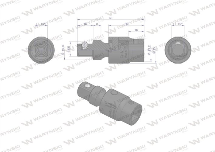 Przegub do nasadek udarowych 1/2". CrMo. Waryński