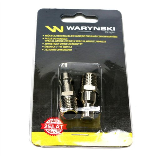 Złączka do narzędzi pneumatycznych gwint 1/4 PT 2 szt w komplecie Waryński