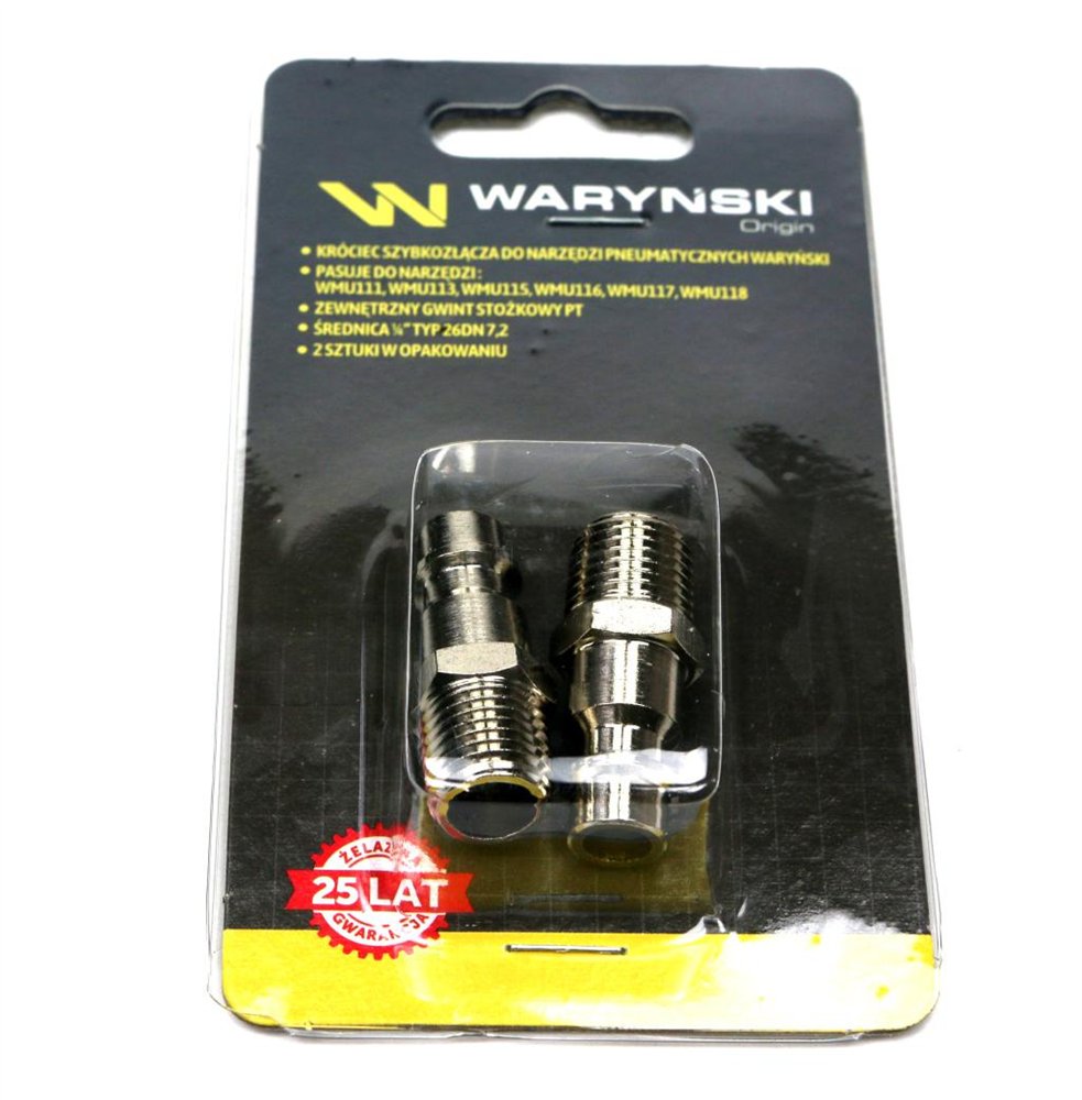 Złączka do narzędzi pneumatycznych gwint 1/4 PT 2 szt w komplecie Waryński