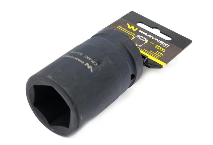 Nasadka udarowa sześciokątna 1"długa. 33 mm. CrMo. DIN 3129 Waryński