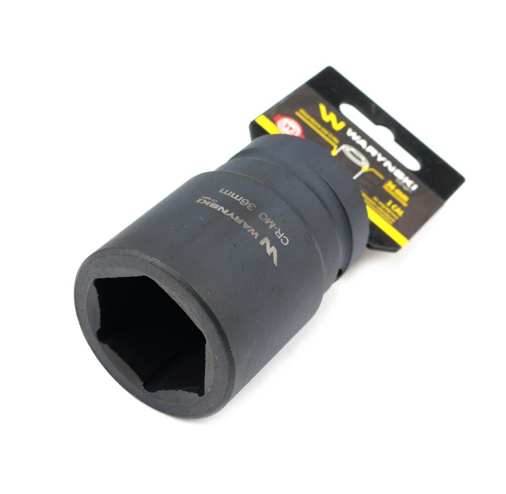 Nasadka udarowa sześciokątna 1"długa. 36 mm. CrMo. DIN 3129 Waryński