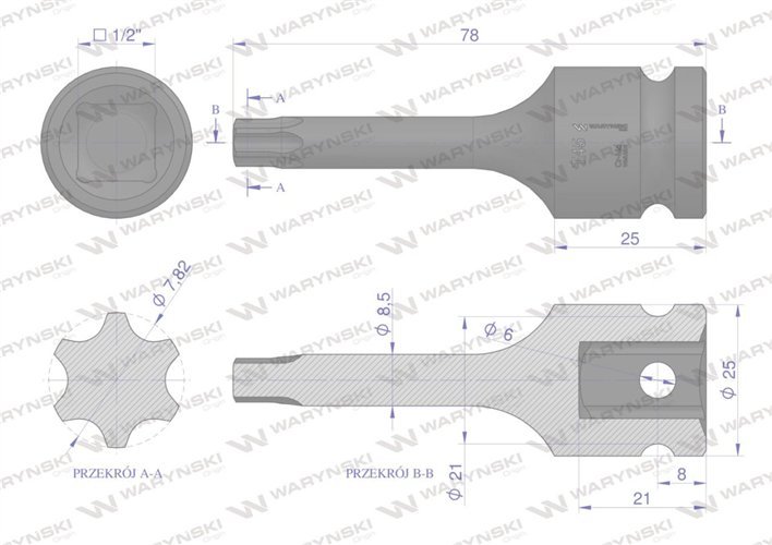 Nasadka udarowa 1/2 gwiazdkowa STAR T45 Waryński