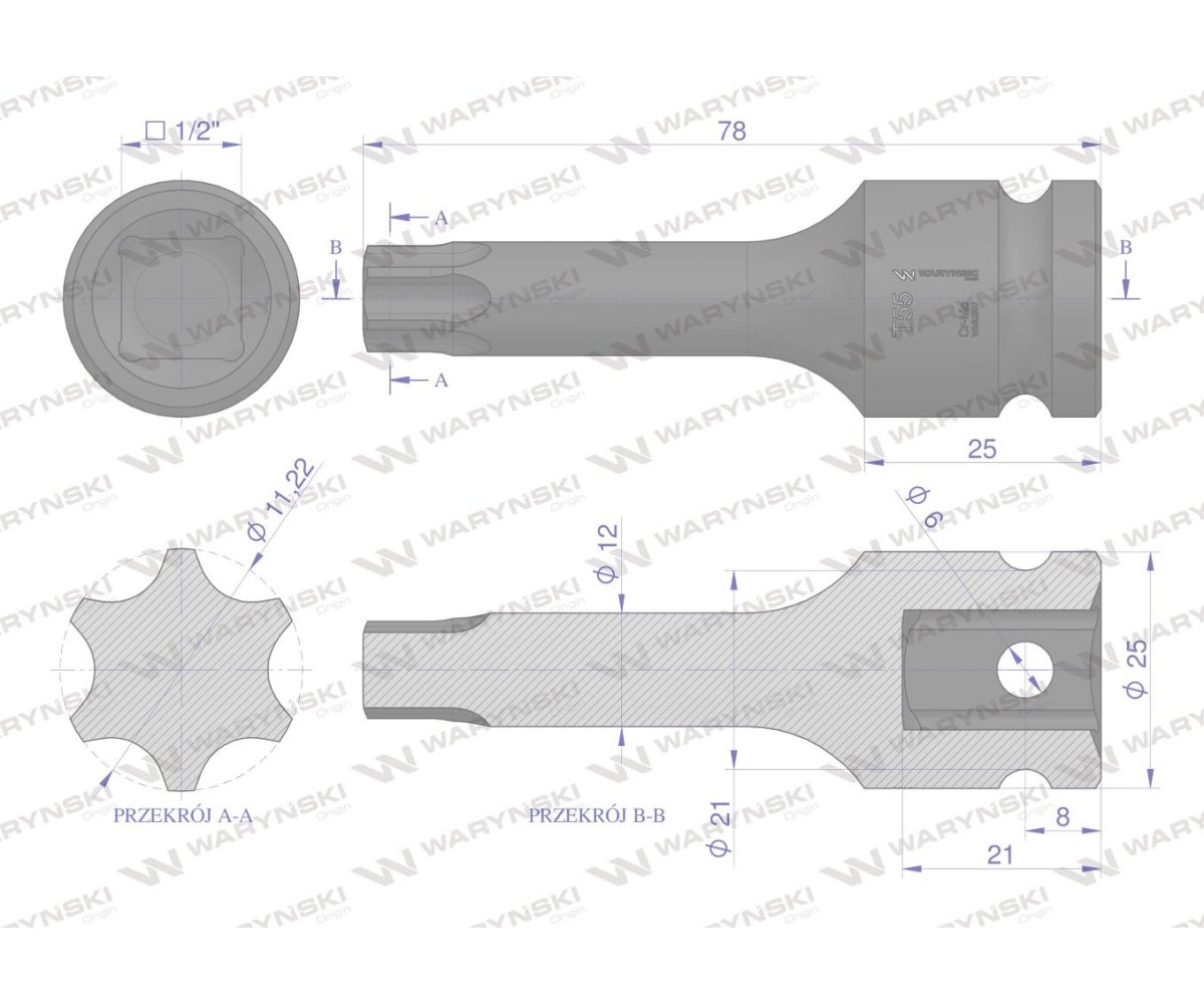 Nasadka udarowa 1/2 gwiazdkowa STAR T55 Waryński