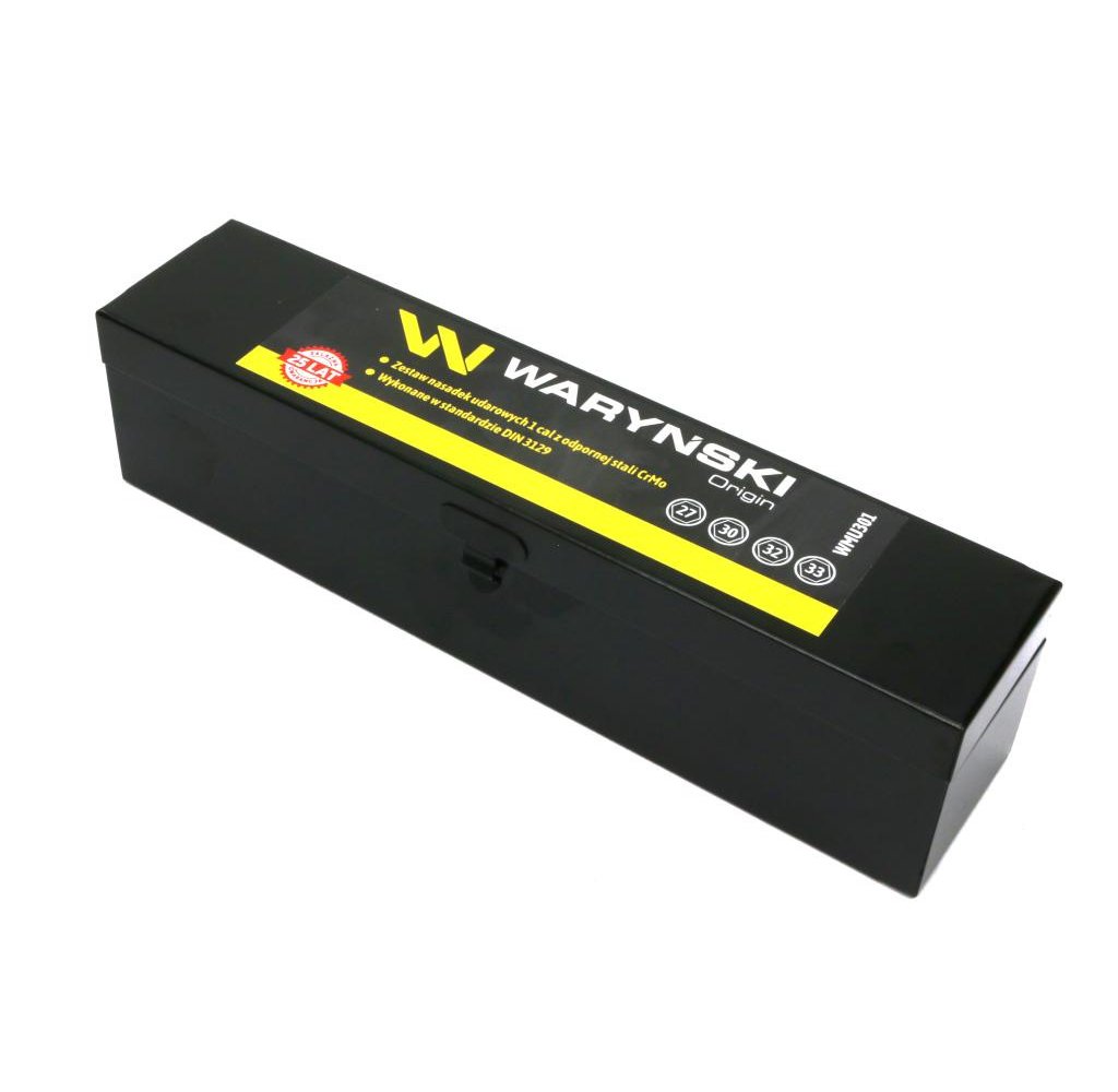 Zestaw nasadek udarowych 1" 4 cz. 27. 30. 32. 33 mm ze stali CrMo DIN 3129 Waryński