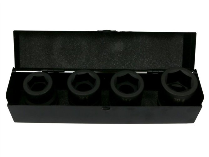 Zestaw nasadek udarowych 1" 4 cz. 27. 32. 33. 36 mm ze stali CrMo DIN 3129 Waryński